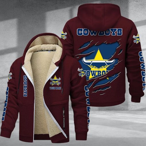 North Queensland Cowboys Custom Name New Style Zipper Jacket