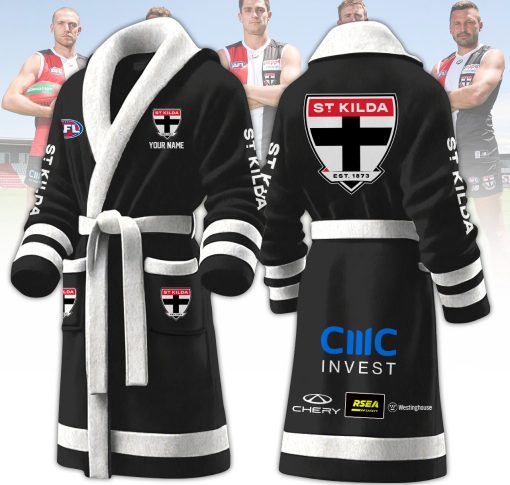 St Kilda Saints Custom Name New Version Fleece Bathrobe