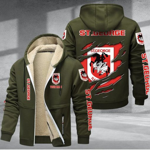 St. George Illawarra Dragons Custom Name New Style Zipper Jacket