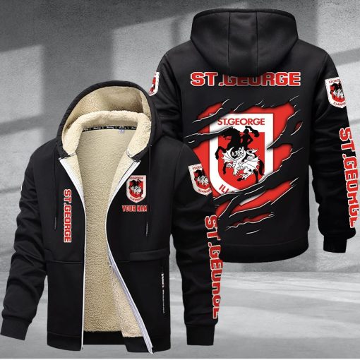 St. George Illawarra Dragons Custom Name New Style Zipper Jacket