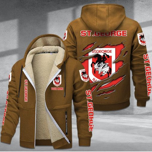 St. George Illawarra Dragons Custom Name New Style Zipper Jacket