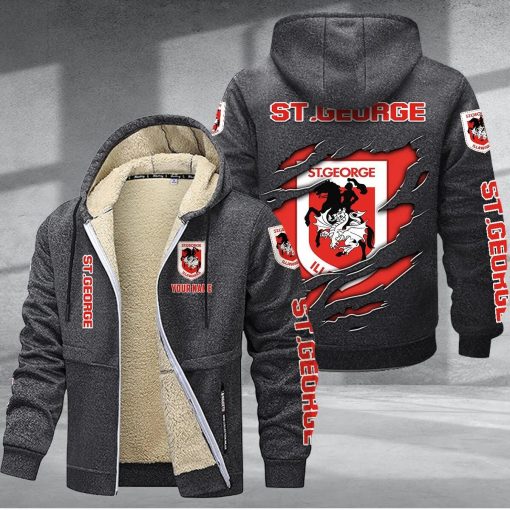 St. George Illawarra Dragons Custom Name New Style Zipper Jacket