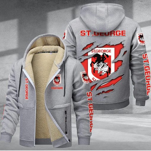St. George Illawarra Dragons Custom Name New Style Zipper Jacket