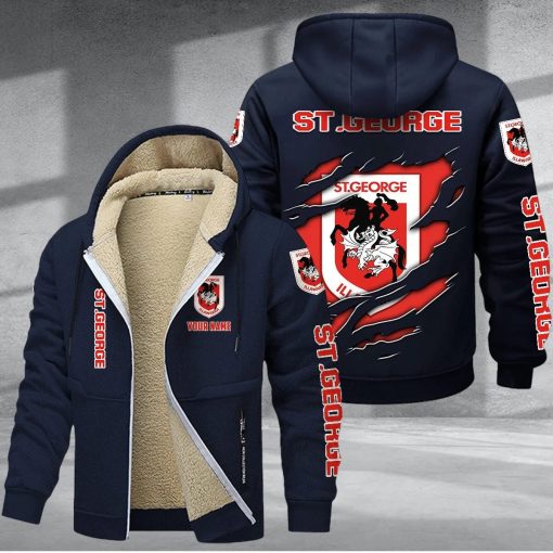 St. George Illawarra Dragons Custom Name New Style Zipper Jacket