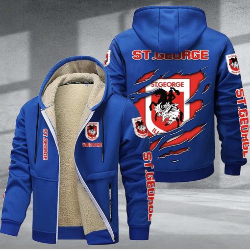St. George Illawarra Dragons Custom Name New Style Zipper Jacket