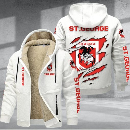 St. George Illawarra Dragons Custom Name New Style Zipper Jacket