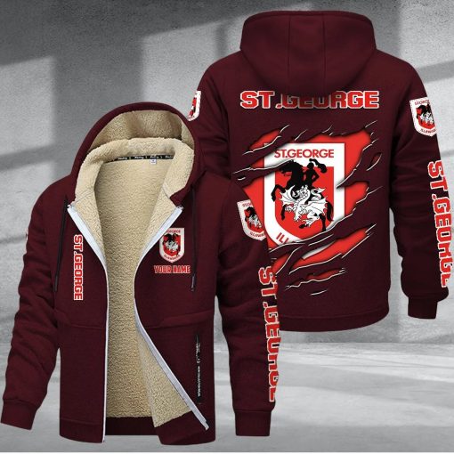 St. George Illawarra Dragons Custom Name New Style Zipper Jacket