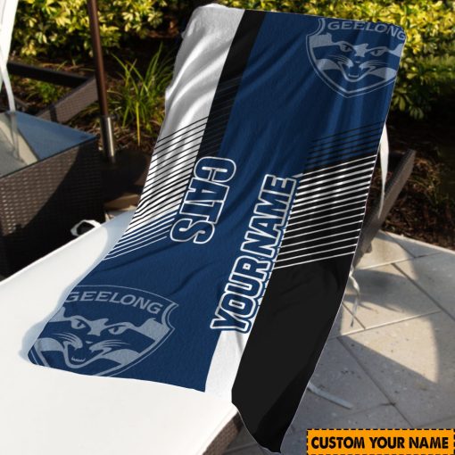AFL Geelong Cats Custom Name Gift For Fans Beach Towel