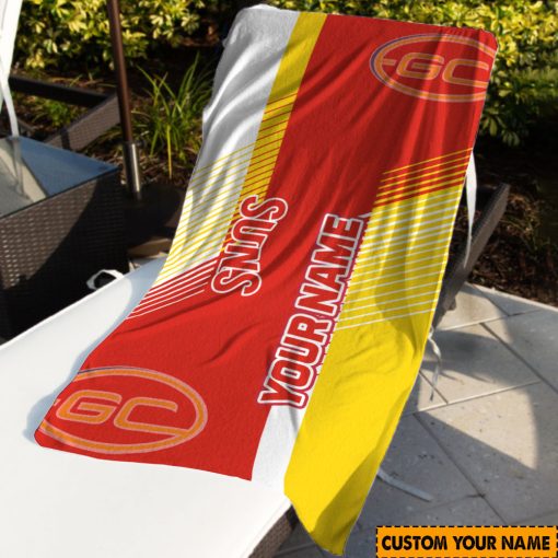 AFL Gold Coast Suns Custom Name Gift For Fans Beach Towel