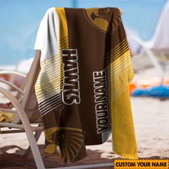 AFL Hawthorn Hawks Custom Name Gift For Fans Beach Towel