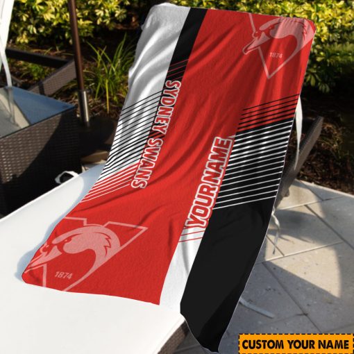AFL Sydney Swans Custom Name Gift For Fans Beach Towel