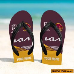 NRL Brisbane Broncos Custom Name 2024 Home Jersey Flip Flops