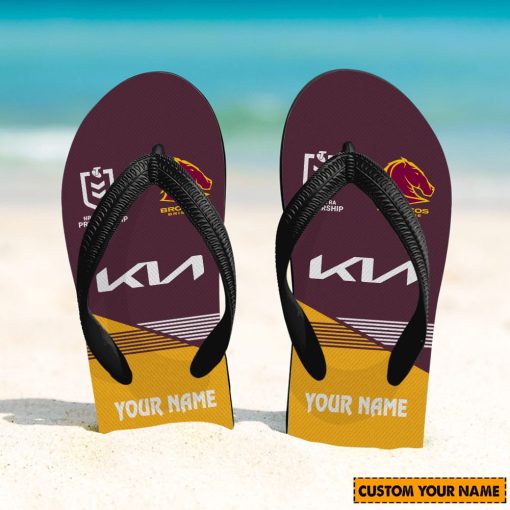 NRL Brisbane Broncos Custom Name 2024 Home Jersey Flip Flops