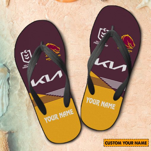 NRL Brisbane Broncos Custom Name 2024 Home Jersey Flip Flops
