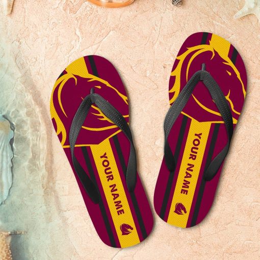 NRL Brisbane Broncos Custom Name New Edition Flip Flops