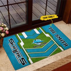 NRL Cronulla-Sutherland Sharks Custom Name New Edition Rubber Doormat