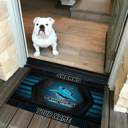 NRL Cronulla-Sutherland Sharks Custom Name Special Edition Rubber Doormat