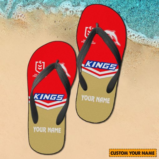 NRL Dolphins Custom Name 2024 Home Jersey Flip Flops