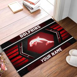 NRL Dolphins Custom Name Special Edition Rubber Doormat