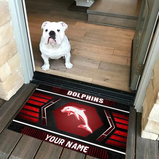 NRL Dolphins Custom Name Special Edition Rubber Doormat
