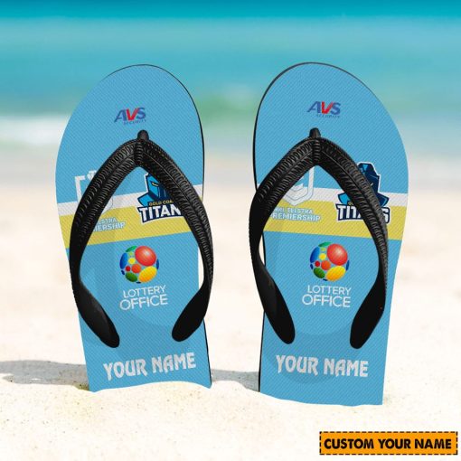 NRL Gold Coast Titans Custom Name 2024 Home Jersey Flip Flops