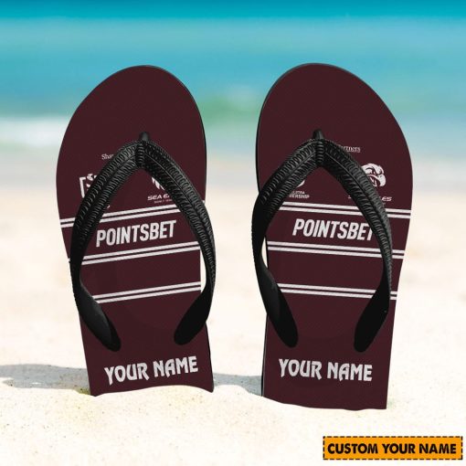 NRL Manly Warringah Sea Eagles Custom Name 2024 Home Jersey Flip Flops