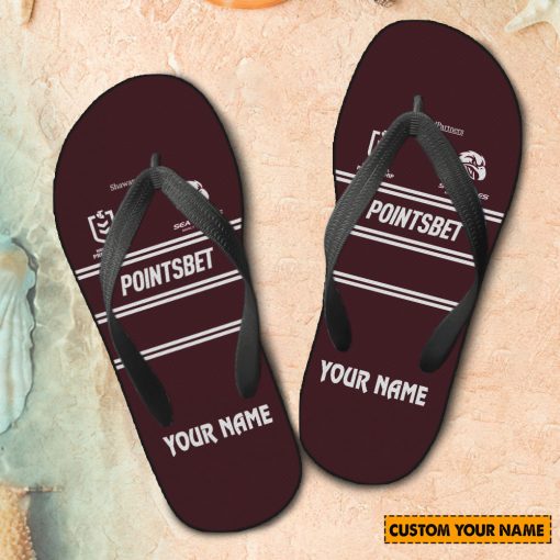 NRL Manly Warringah Sea Eagles Custom Name 2024 Home Jersey Flip Flops