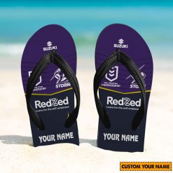 NRL Melbourne Storm Custom Name 2024 Home Jersey Flip Flops