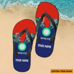 NRL New Zealand Warriors Custom Name 2024 Home Jersey Flip Flops