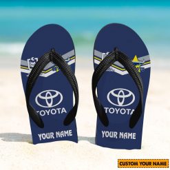 NRL North Queensland Cowboys Custom Name 2024 Home Jersey Flip Flops