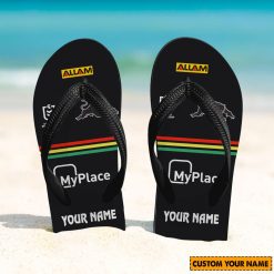 NRL Penrith Panthers Custom Name 2024 Home Jersey Flip Flops