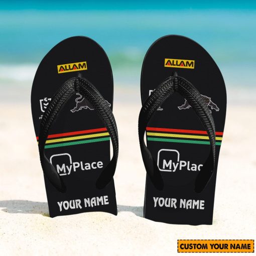 NRL Penrith Panthers Custom Name 2024 Home Jersey Flip Flops
