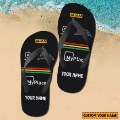 NRL Penrith Panthers Custom Name 2024 Home Jersey Flip Flops