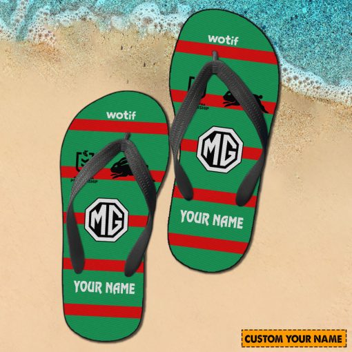 NRL South Sydney Rabbitohs Custom Name 2024 Home Jersey Flip Flops