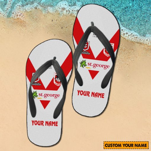 NRL St. George Illawarra Dragons Custom Name 2024 Home Jersey Flip Flops