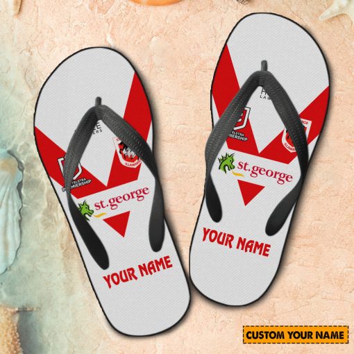 NRL St. George Illawarra Dragons Custom Name 2024 Home Jersey Flip Flops