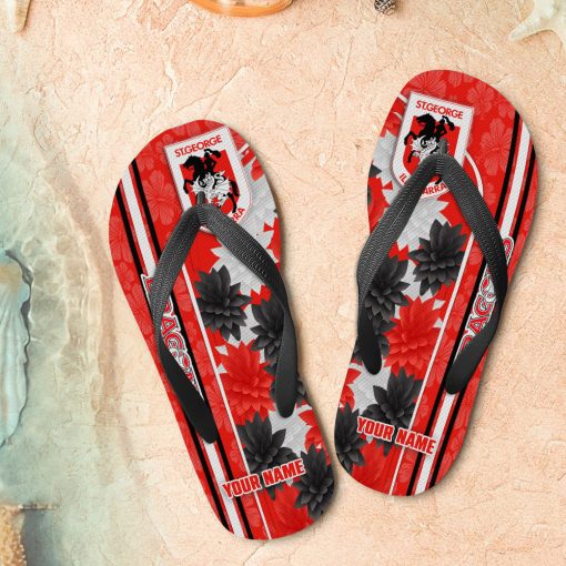 NRL St. George Illawarra Dragons Custom Name Limited Edition Flip Flops