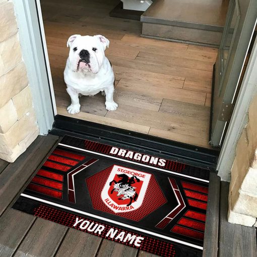 NRL St. George Illawarra Dragons Custom Name Special Edition Rubber Doormat