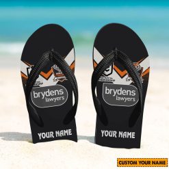 NRL Wests Tigers Custom Name 2024 Home Jersey Flip Flops
