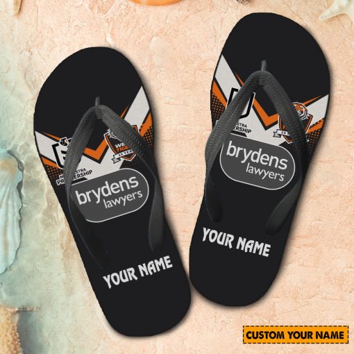 NRL Wests Tigers Custom Name 2024 Home Jersey Flip Flops