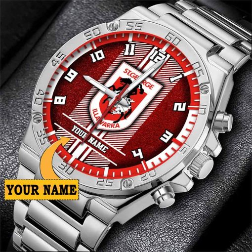 NRL St. George Illawarra Dragons Custom Name Special Edition SteelStorm Watch