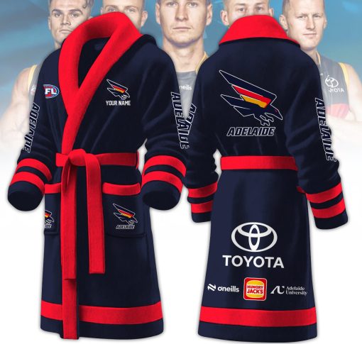 AFL Adelaide Crows Custom Name New Version Fleece Bathrobe