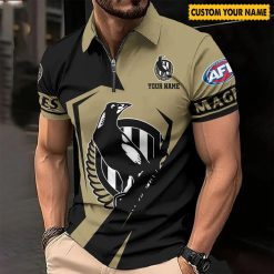 AFL Collingwood Magpies Custom Name Special Edition Zipper Polo Shirt