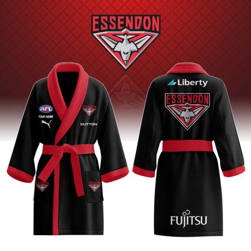 AFL Essendon Bombers Custom Name New Edition Fleece Bathrobe