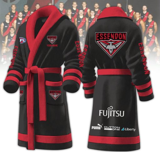 AFL Essendon Bombers Custom Name New Version Fleece Bathrobe