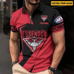 AFL Essendon Bombers Custom Name Special Edition Zipper Polo Shirt