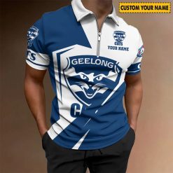 AFL Geelong Cats Custom Name Special Edition Zipper Polo Shirt