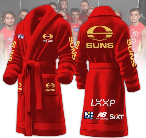 AFL Gold Coast Suns Custom Name New Version Fleece Bathrobe