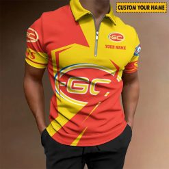 AFL Gold Coast Suns Custom Name Special Edition Zipper Polo Shirt