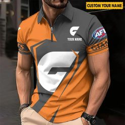 AFL Greater Western Sydney Giants Custom Name Special Edition Zipper Polo Shirt